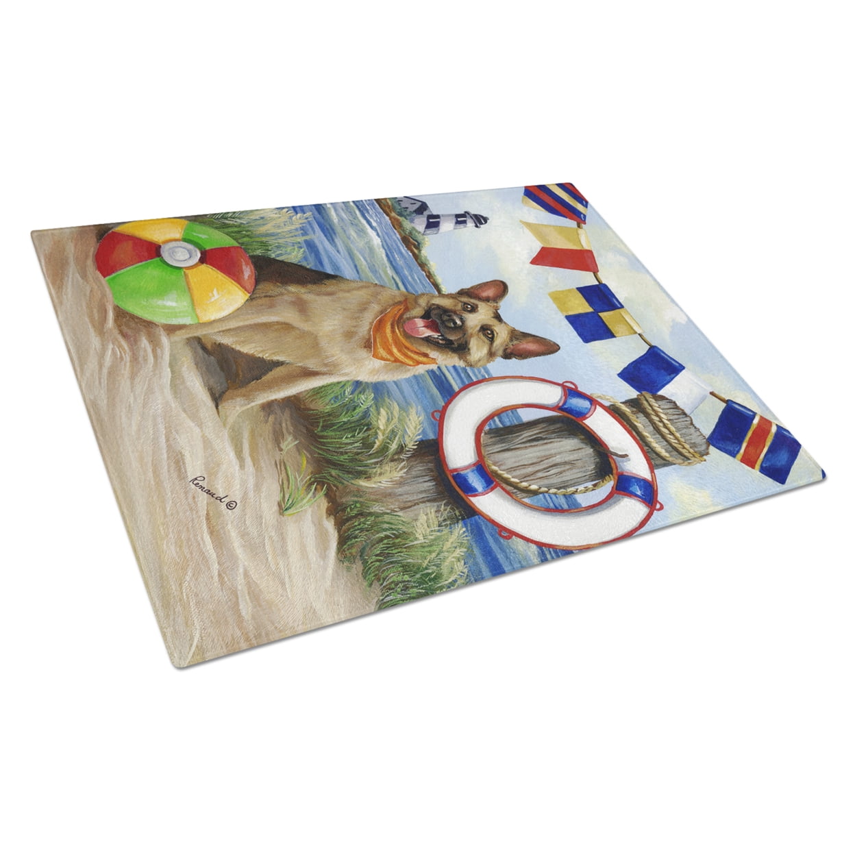 Carolines Treasures PPP3099LCB German Shepherd Life Saver Glass Cutting Board Large, 12H x 16W, multicolor