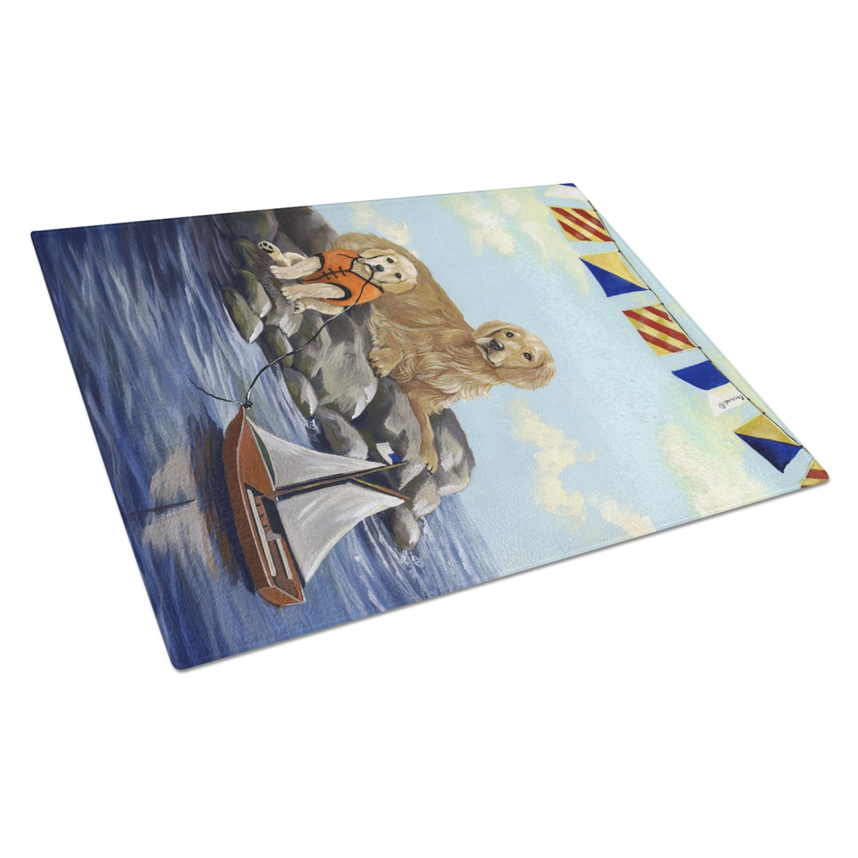 Carolines Treasures PPP3100LCB Golden Retriever Retreat Glass Cutting Board Large, 12H x 16W, multicolor