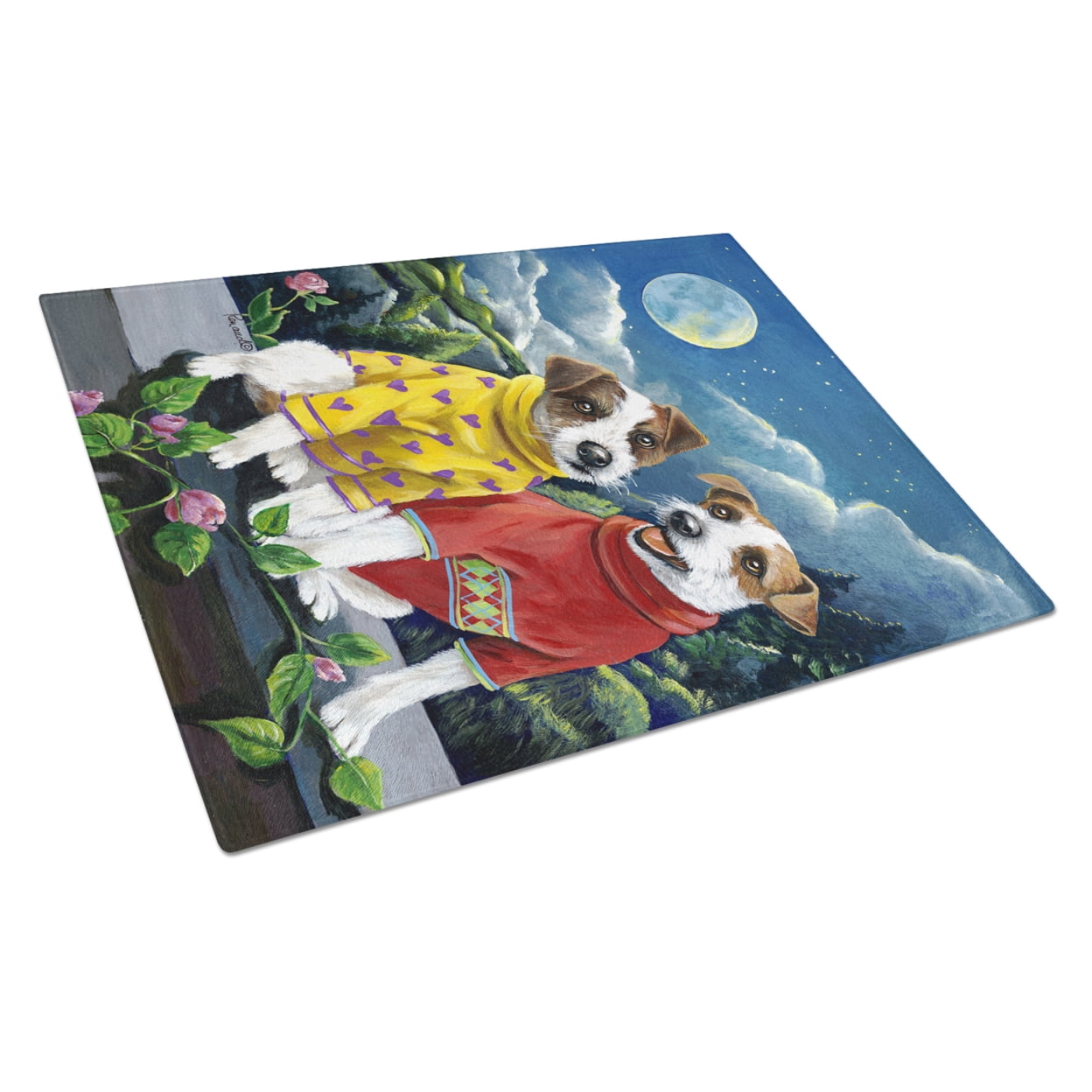 Carolines Treasures PPP3106LCB Jack Russell Terrier Moon Phase Glass Cutting Board Large, 12H x 16W, multicolor