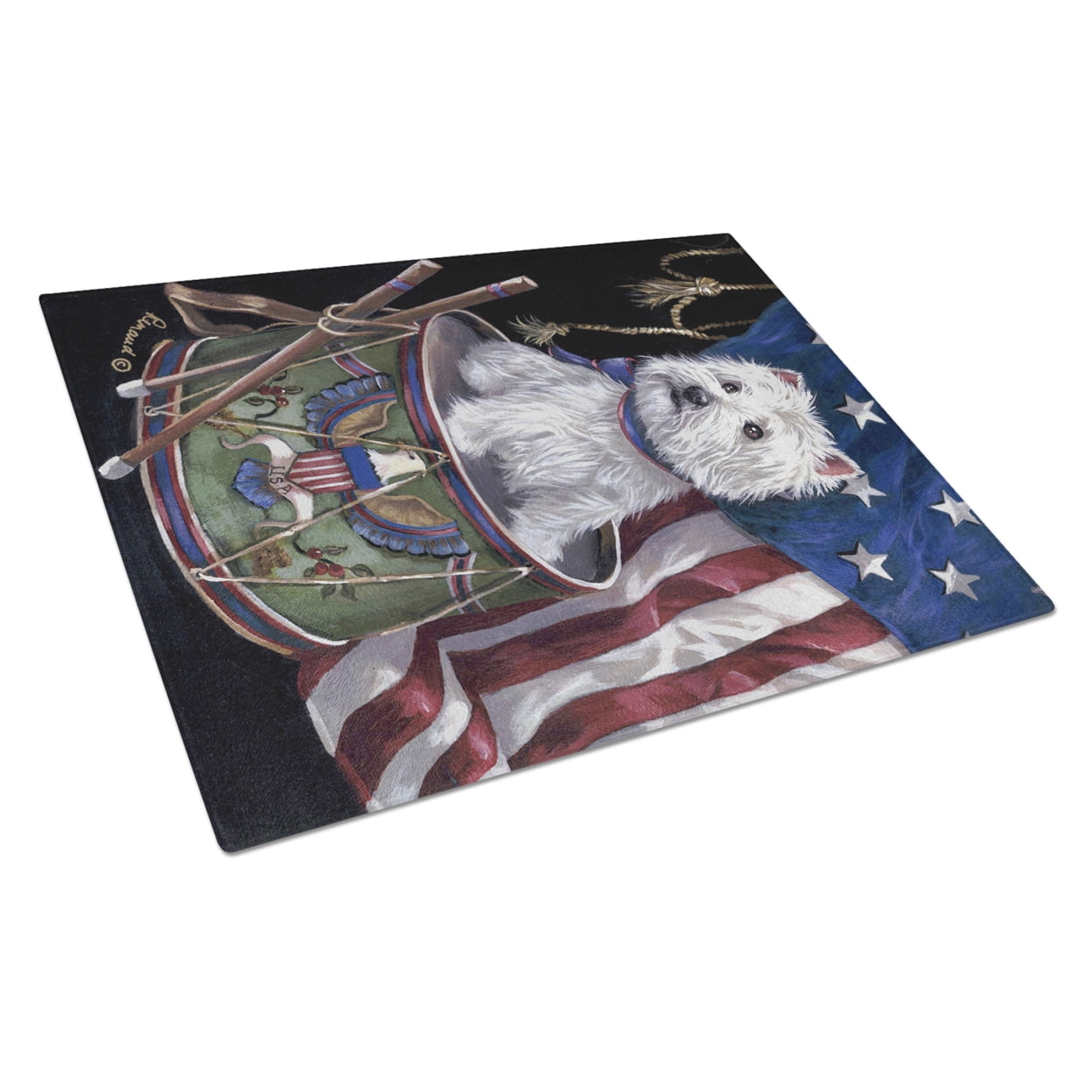 Carolines Treasures PPP3129LCB Westie Little Drummer BoyGlass Cutting Board Large, 12H x 16W, multicolor