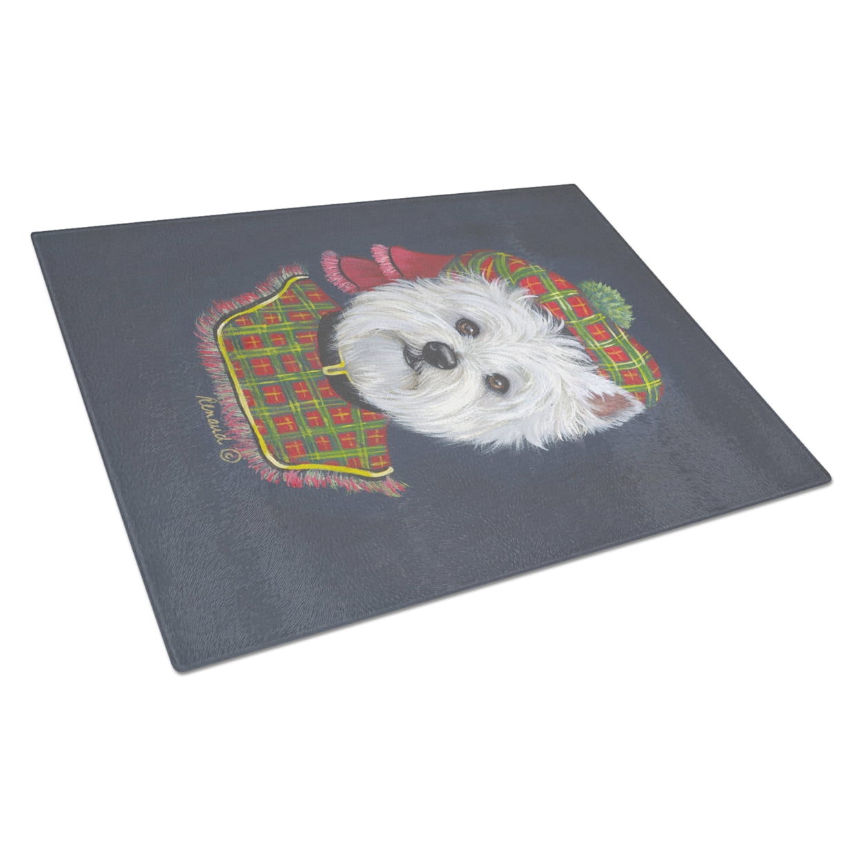Carolines Treasures PPP3213LCB Westie Lad Plaid Glass Cutting Board Large, 12H x 16W, multicolor