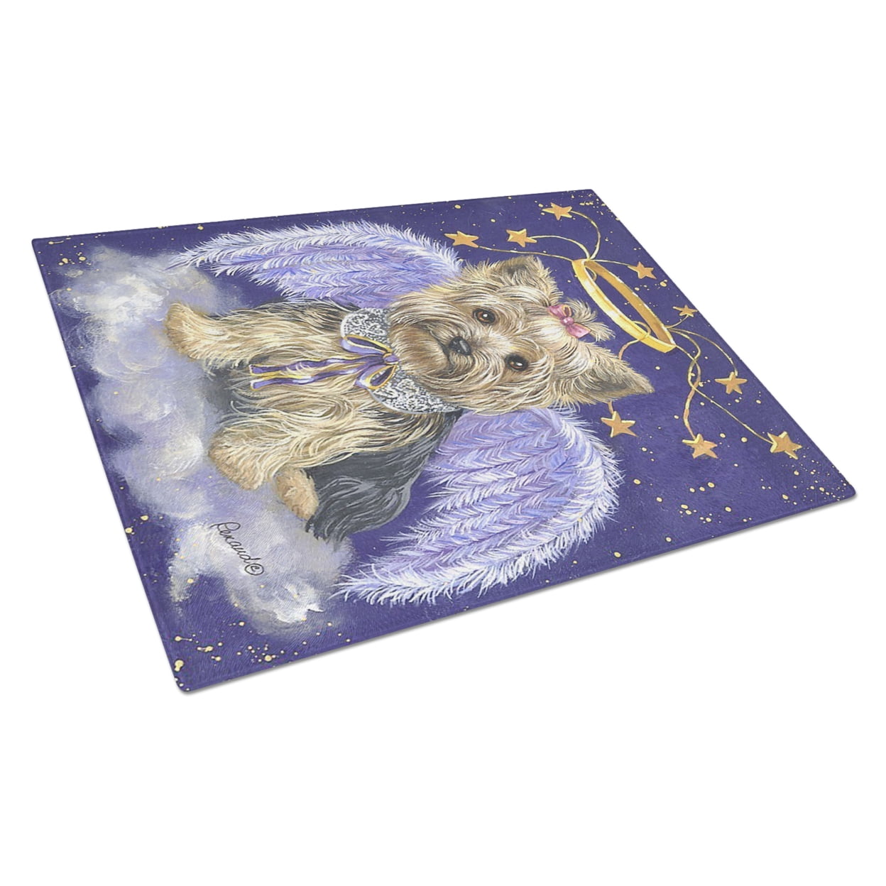 Carolines Treasures PPP3243LCB Yorkie Christmas Angel Glass Cutting Board Large, 12H x 16W, multicolor