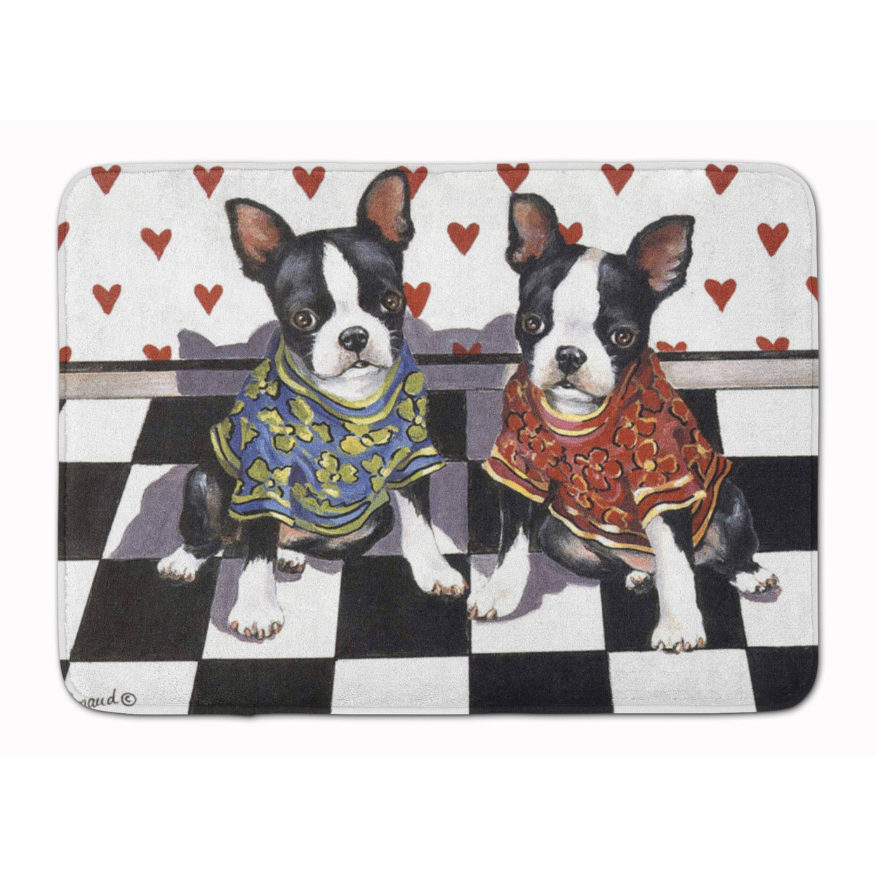Carolines Treasures PPP3249RUG Boston Terrier Puppy Love Bath Mat Machine Washable  Anti-fatigue Memory Foam Kitchen Rug