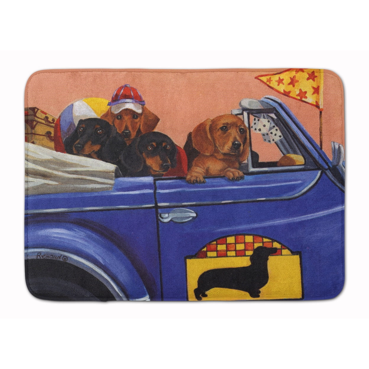 Carolines Treasures PPP3259RUG Dachshund Dachsmobile Bath Mat Machine Washable  Anti-fatigue Memory Foam Kitchen Rug  19