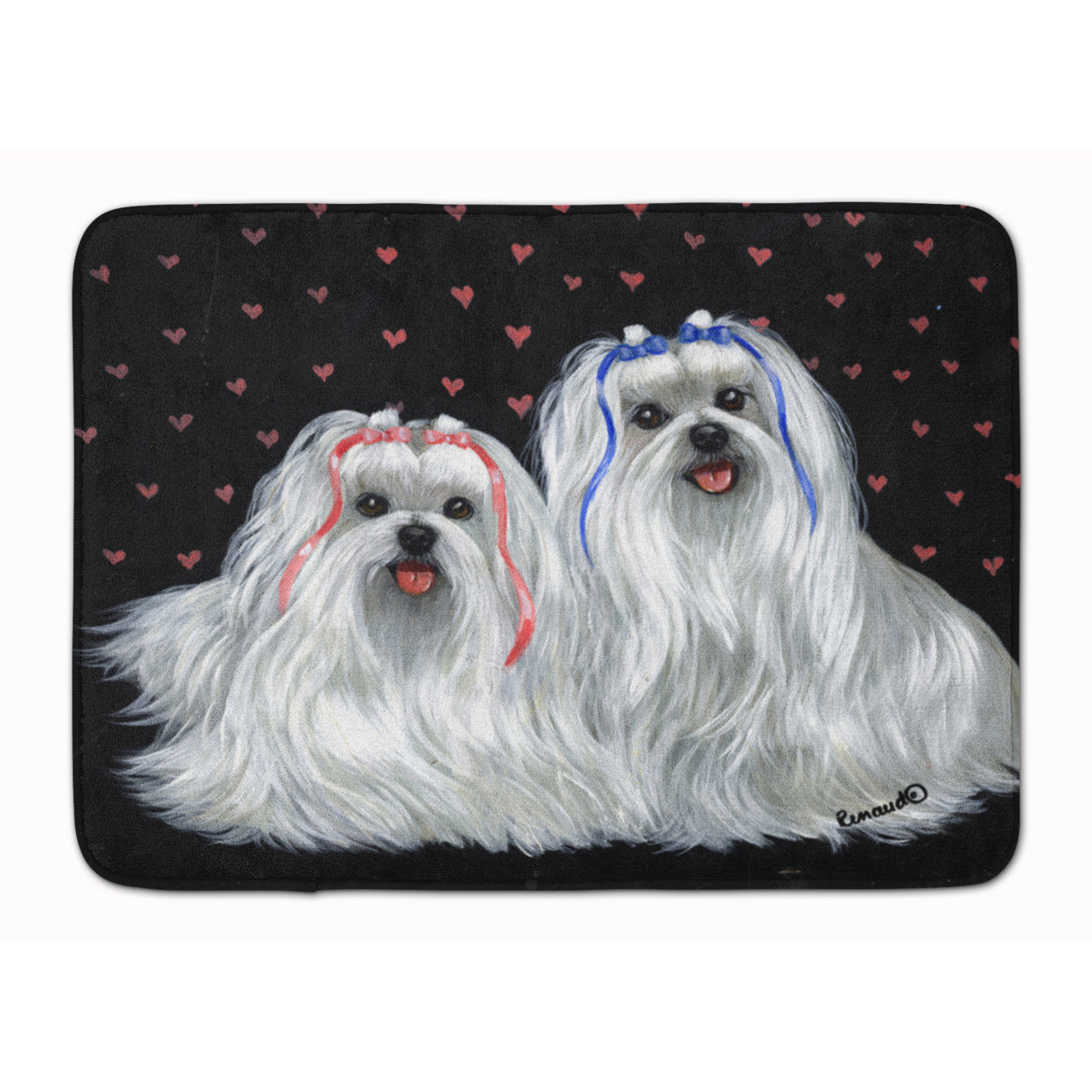 Carolines Treasures PPP3263RUG Maltese Sweethearts Bath Mat Machine Washable  Anti-fatigue Memory Foam Kitchen Rug  19 X