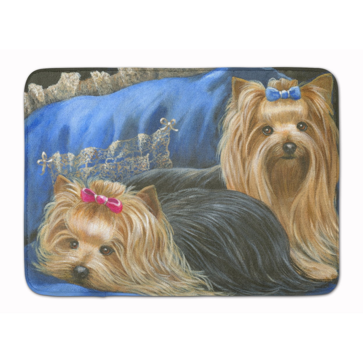 Carolines Treasures PPP3293RUG Yorkshire Terrier Yorkie Satin and Lace Bath Mat Machine Washable  Anti-fatigue Memory