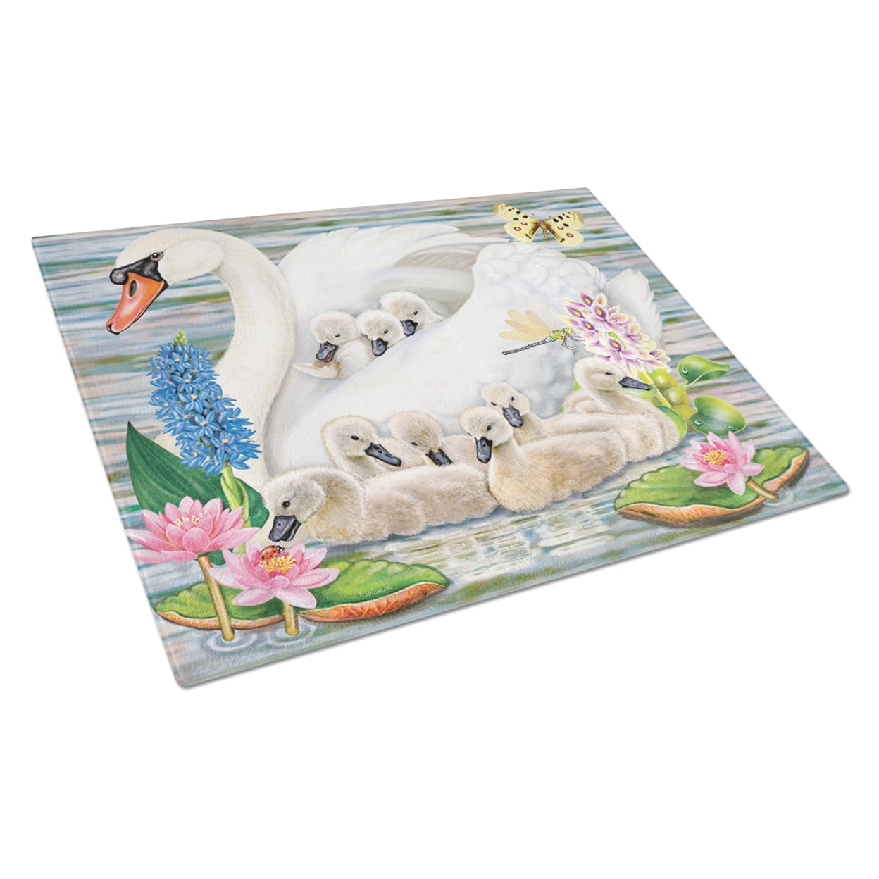 Carolines Treasures PRS4045LCB Mother Swan Glass Cutting Board Large, 12H x 16W, multicolor