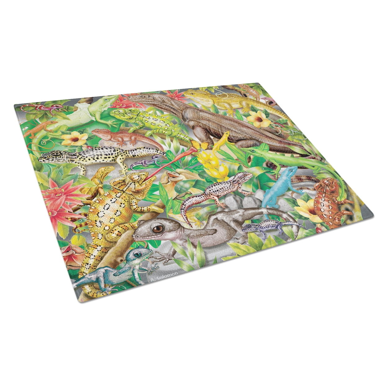 Carolines Treasures PRS4047LCB Lizard Jungle Glass Cutting Board Large, 12H x 16W, multicolor