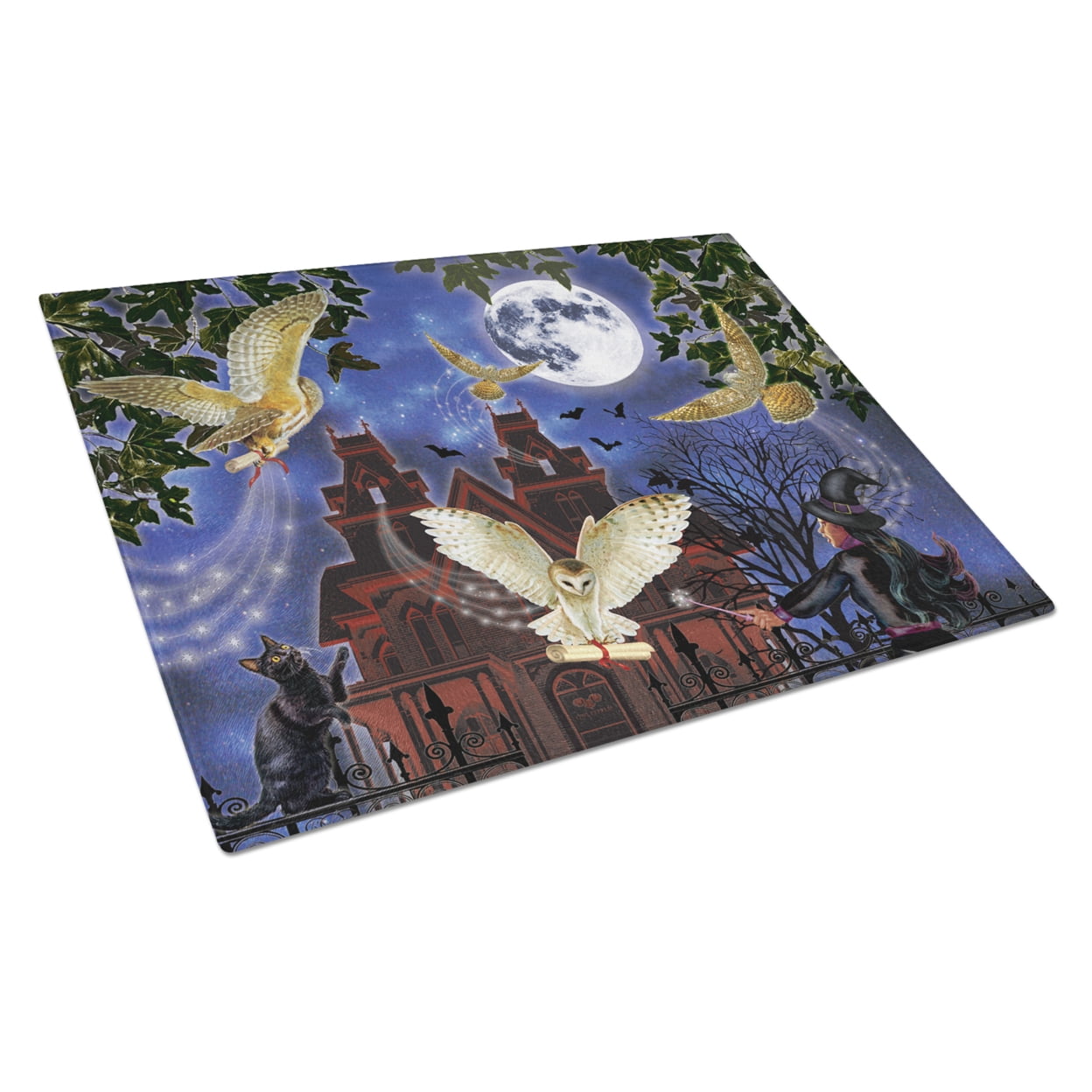 Carolines Treasures PRS4051LCB Halloween Owl Express Glass Cutting Board Large, 12H x 16W, multicolor