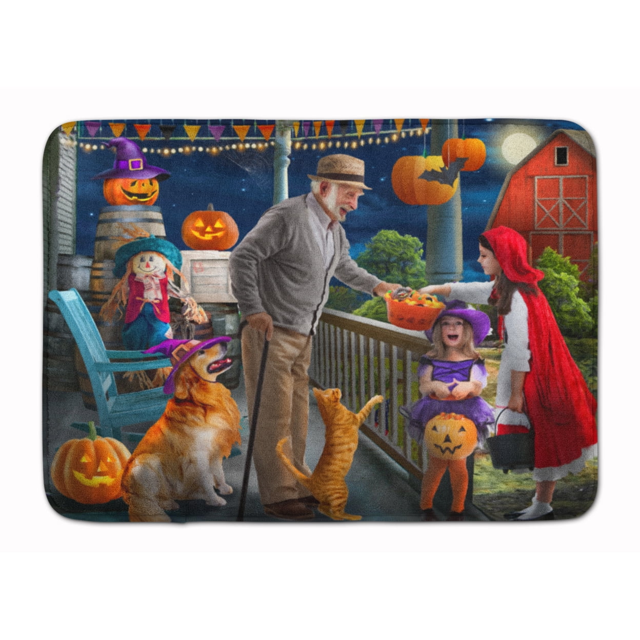 Halloween at Grandpa's Golden Retriever Machine Washable Memory Foam Mat