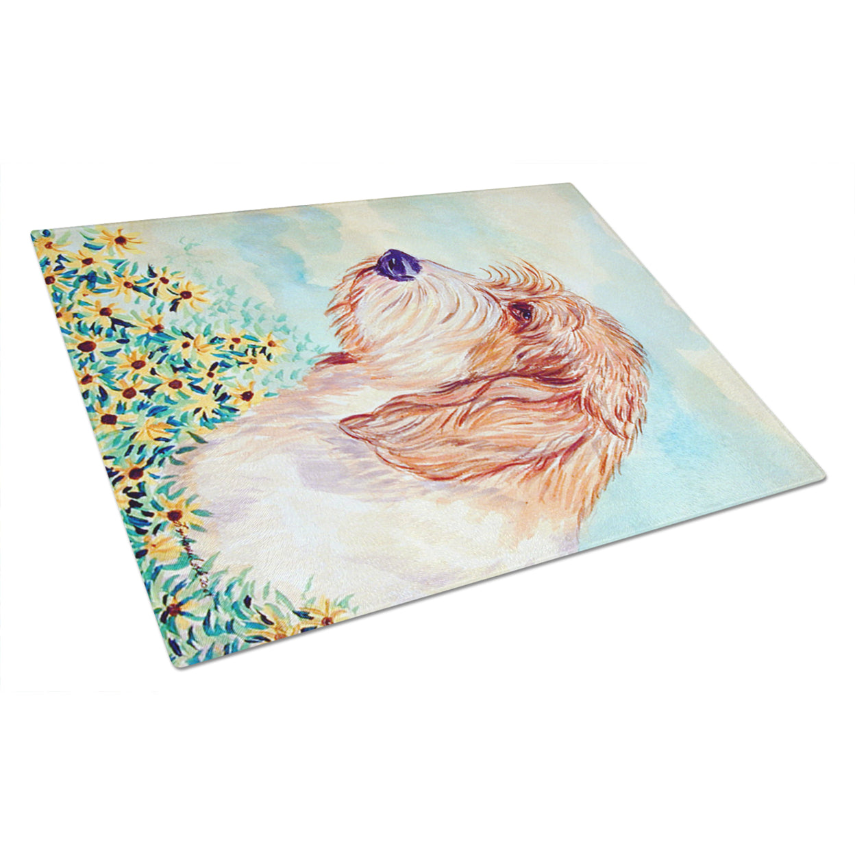 Carolines Treasures Petit Basset Griffon Vendeen PBGV Glass Cutting Board Large 12H x 16W multicolor