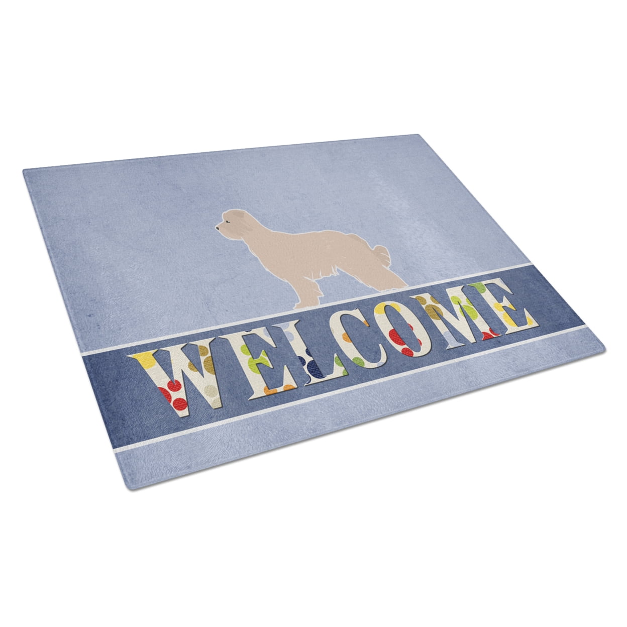 Carolines Treasures Pyrenean Shepherd Welcome Glass Cutting Board Large 12H x 16W multicolor