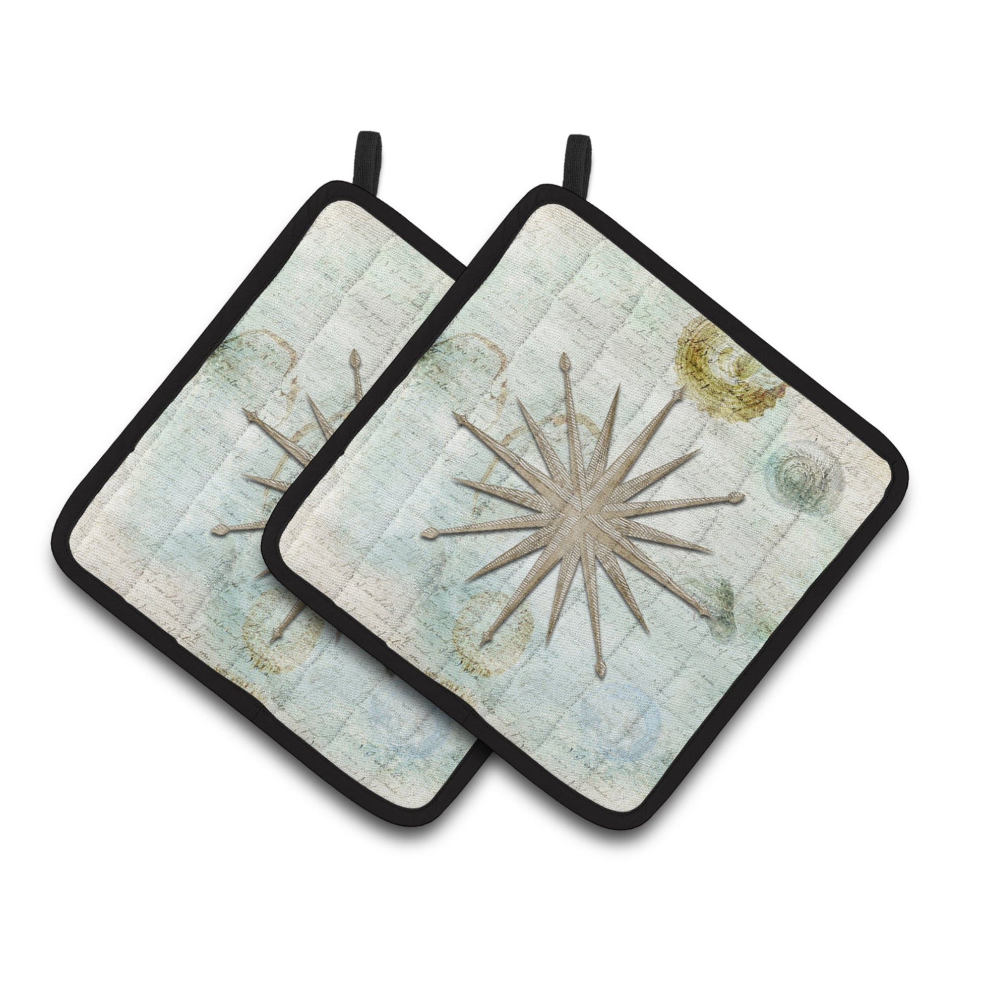 Shells Navagation Star Pair of Pot Holders