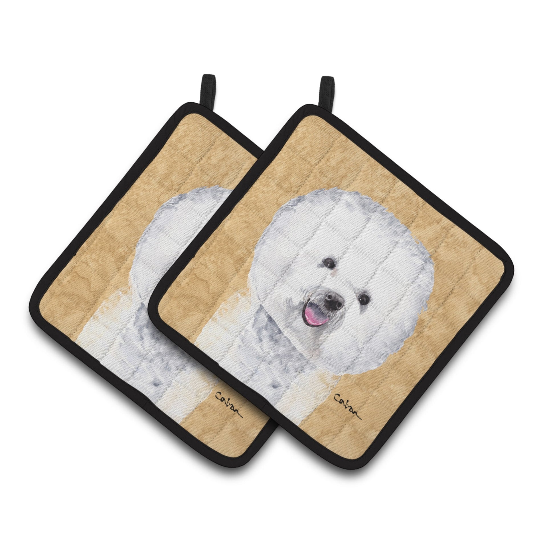 Bichon Frise Wipe your Paws Pair of Pot Holders
