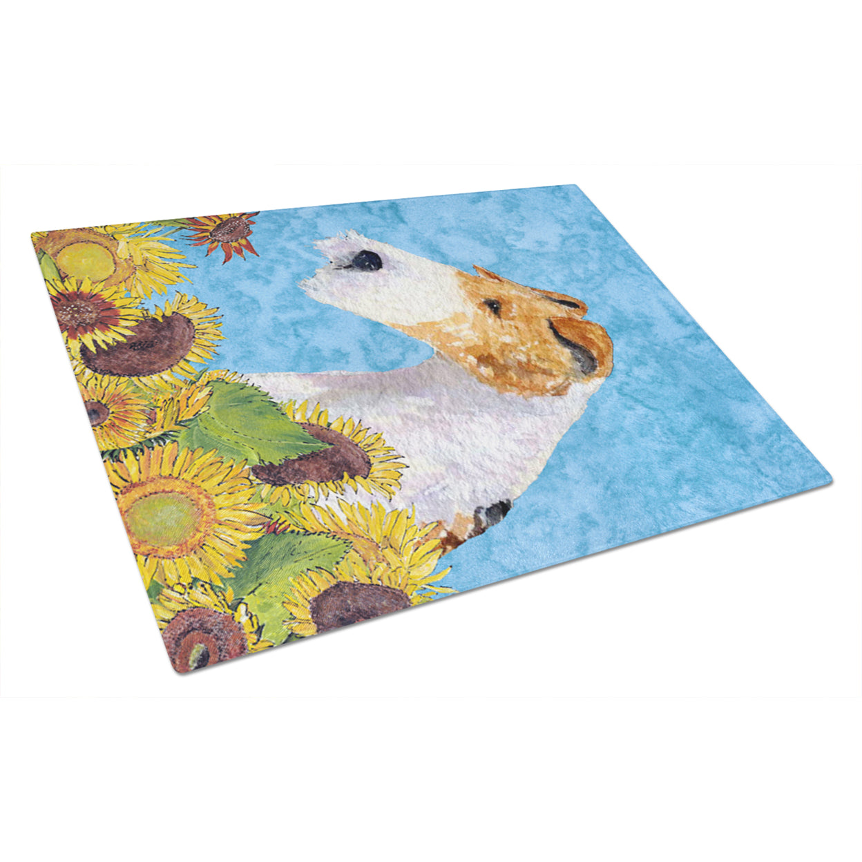 Carolines Treasures SS4111LCB Fox Terrier in Summer Flowers Glass Cutting Board Large, 12H x 16W, multicolor