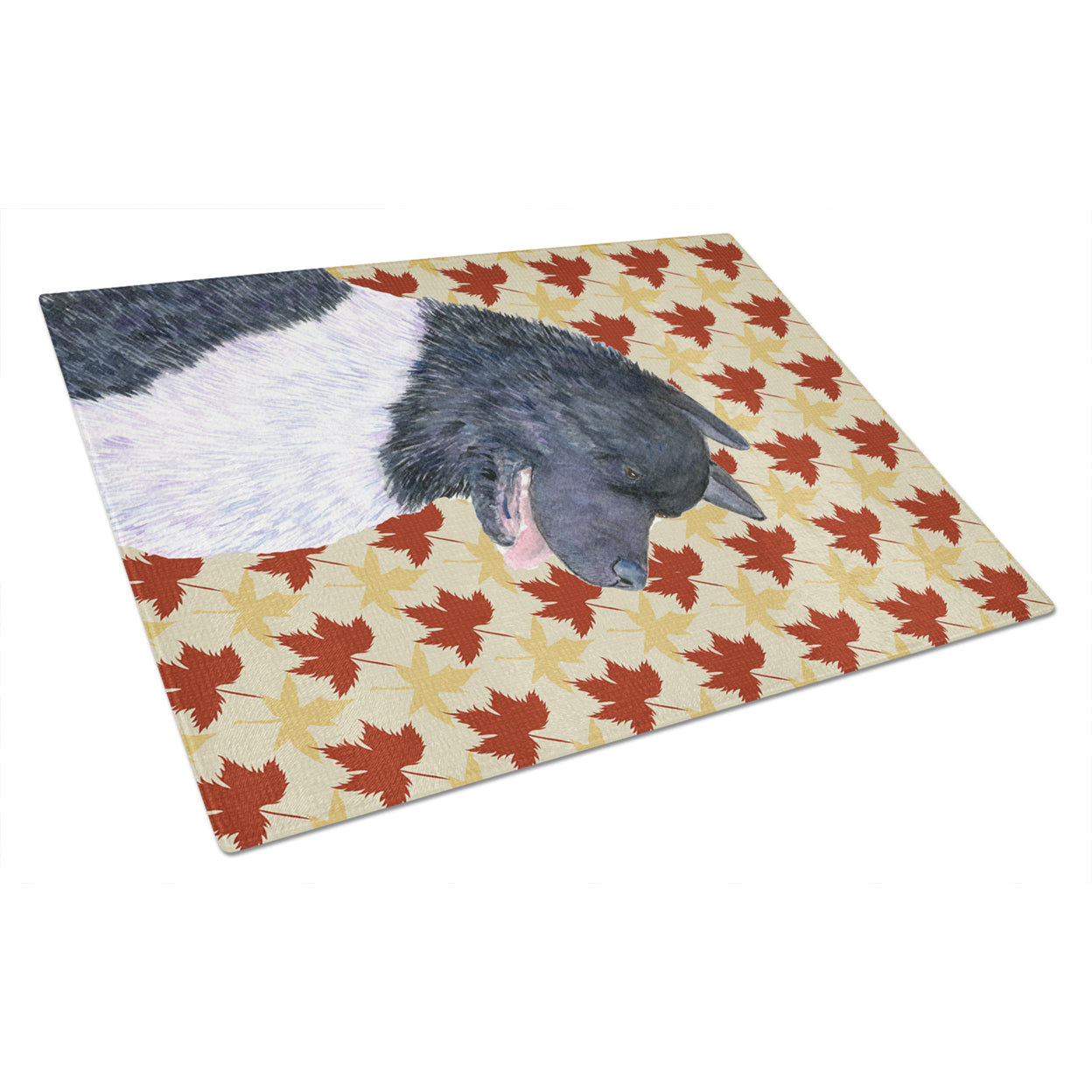 Carolines Treasures SS4335LCB 12 x 15 in. Akita Fall Leaves Portrait Glass Cutting Board- Large