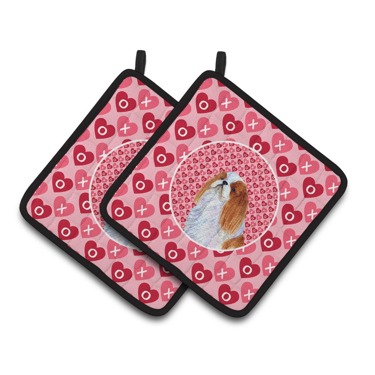 Carolines Treasures SS4507PTHD English Toy Spaniel Hearts Love and Valentines Day Portrait Pair of Pot Holders,