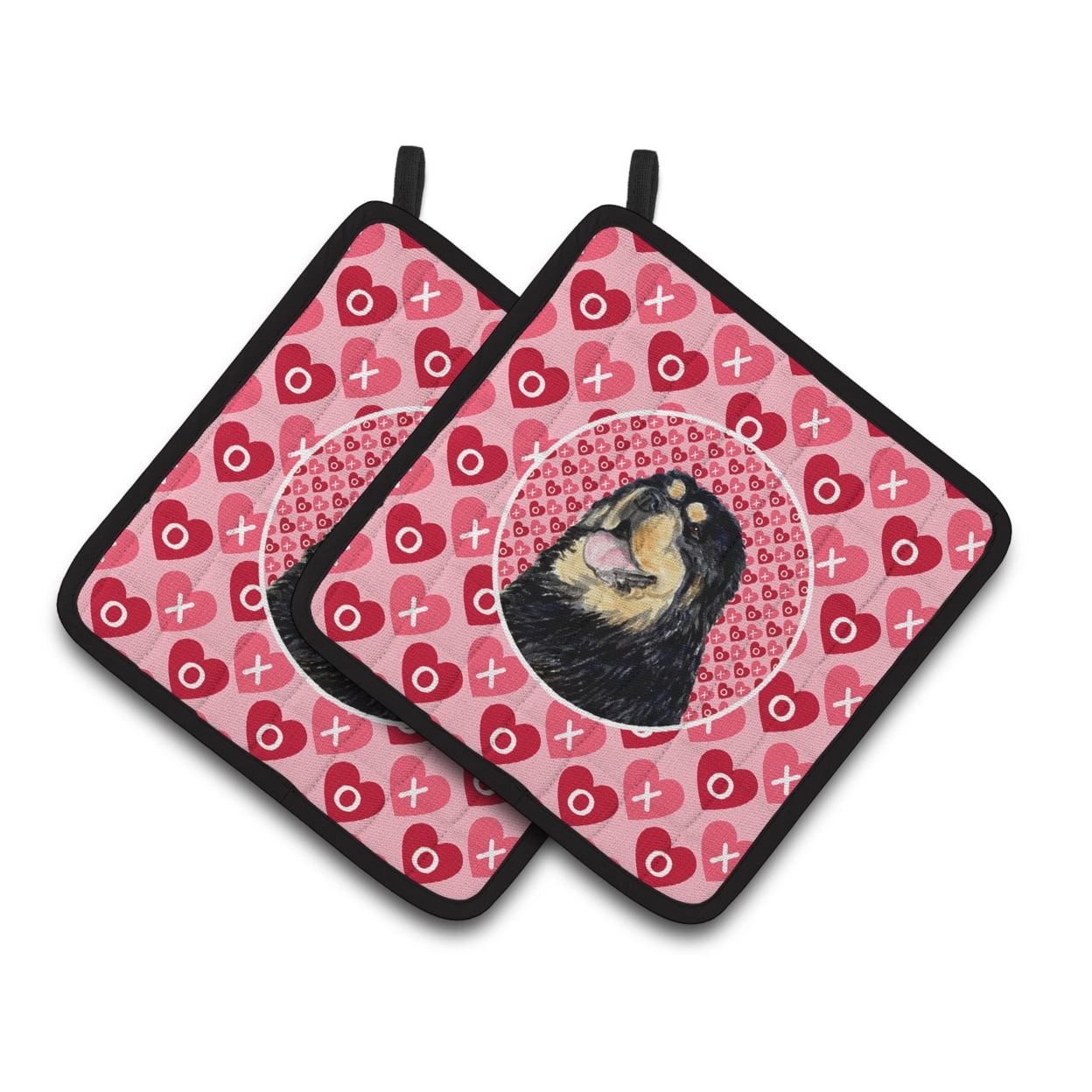 Carolines Treasures SS4512PTHD Tibetan Mastiff Hearts Love Valentines Day Pair of Pot Holders, 7.5HX7.5W, multicolor