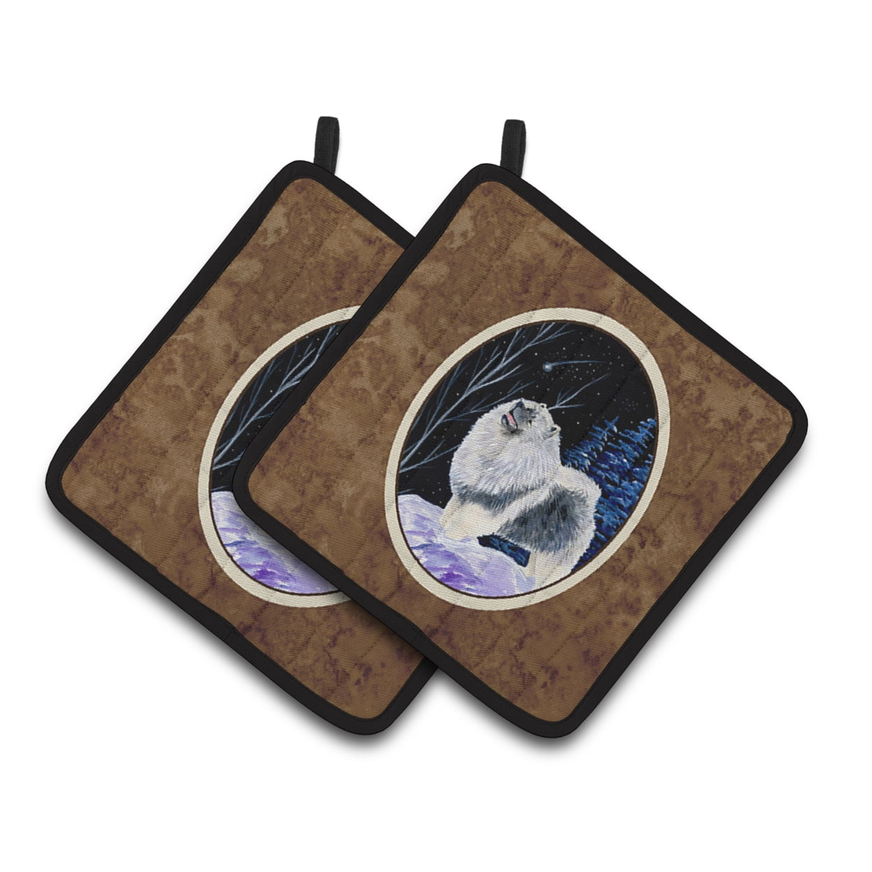 Carolines Treasures SS8357PTHD Starry Night Keeshond Pair of Pot Holders, 7.5 x 3 x 7.5 in.