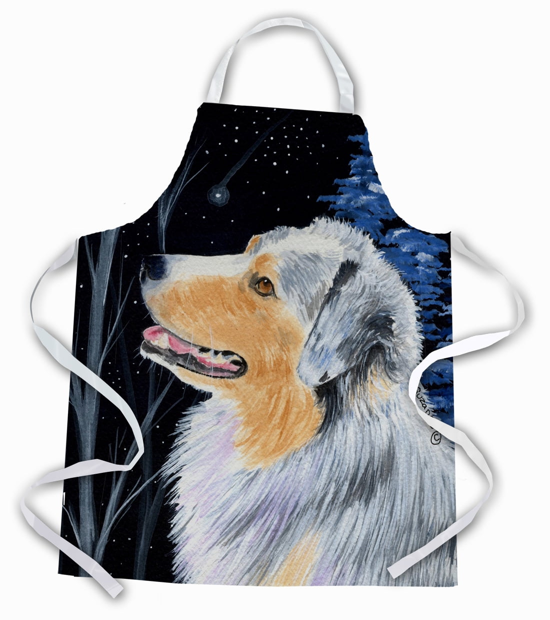 Carolines Treasures SS8382APRON Starry Night Australian Shepherd Apron Large multicolor