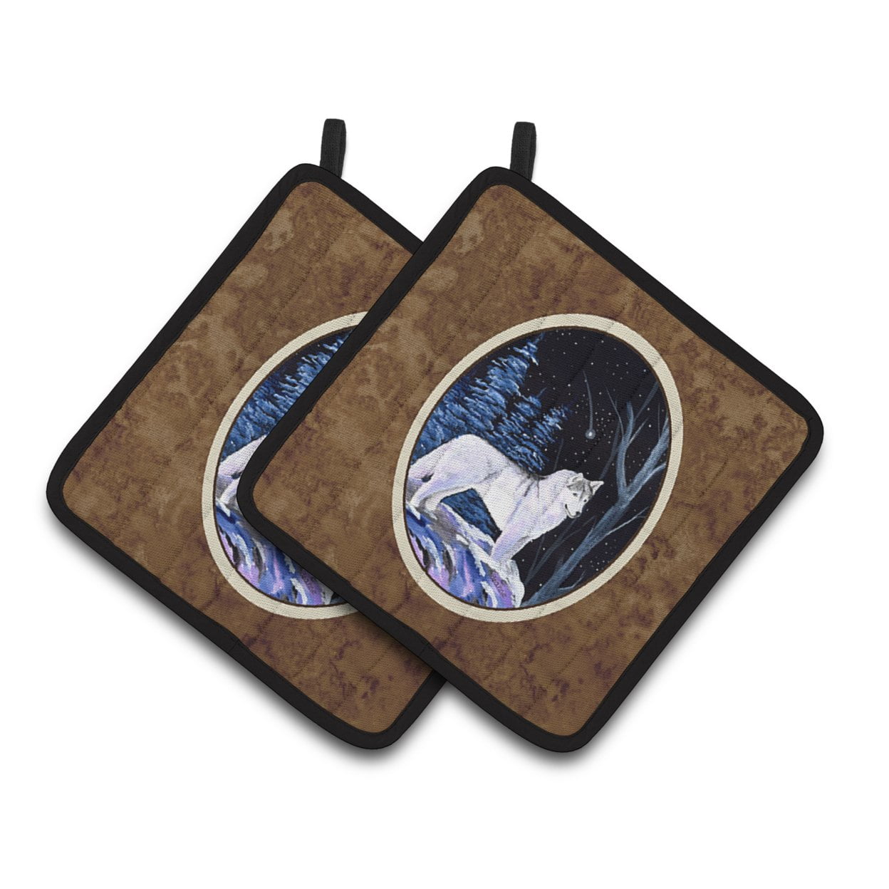 Carolines Treasures SS8400PTHD Starry Night Siberian Husky Pair of Pot Holders 7.5HX7.5W multicolor