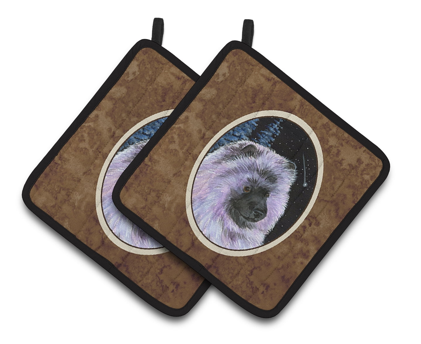 Carolines Treasures SS8412PTHD Starry Night Keeshond Pair of Pot Holders 7.5HX7.5W multicolor