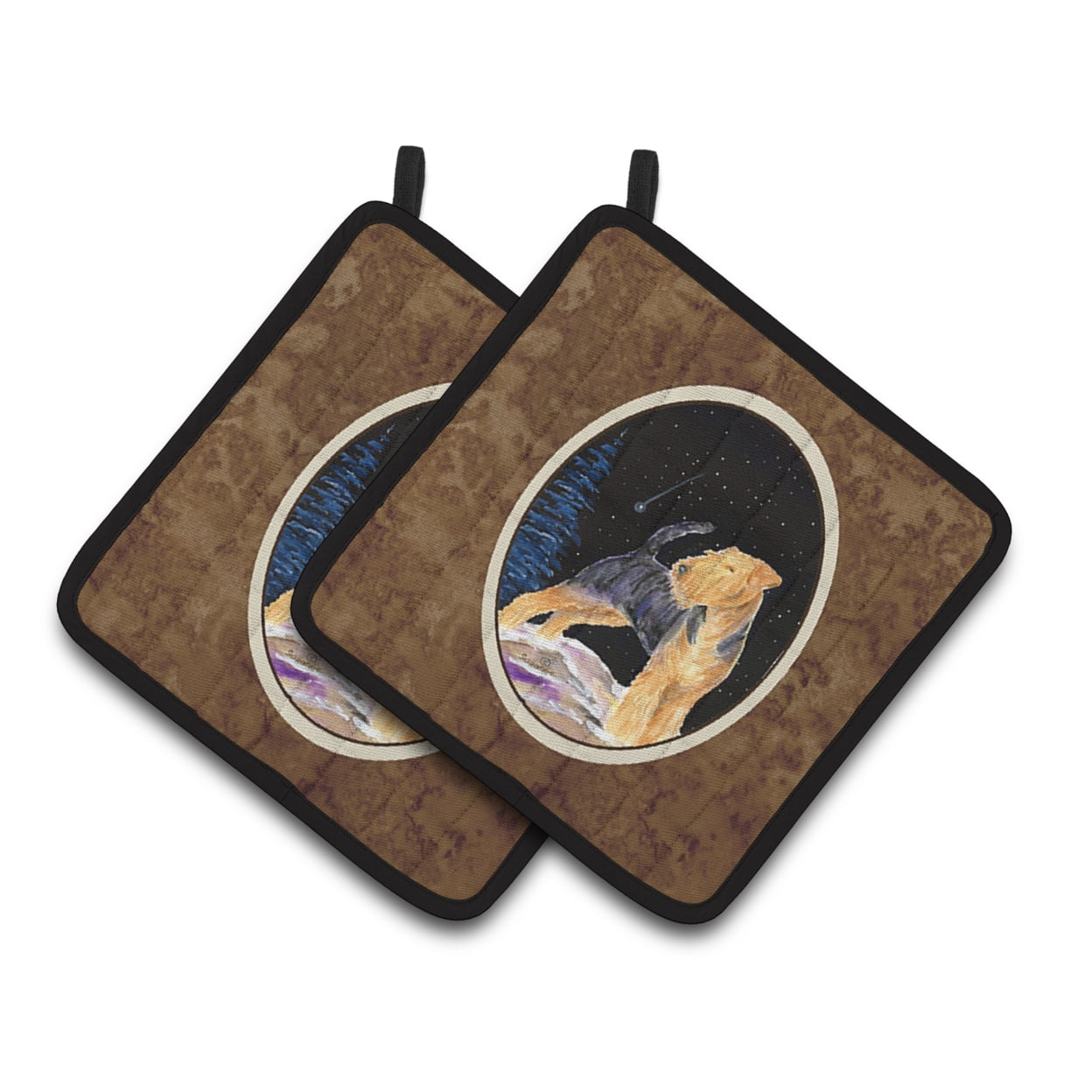 Carolines Treasures SS8464PTHD Starry Night Welsh Terrier Pair of Pot Holders, 7.5HX7.5W, multicolor