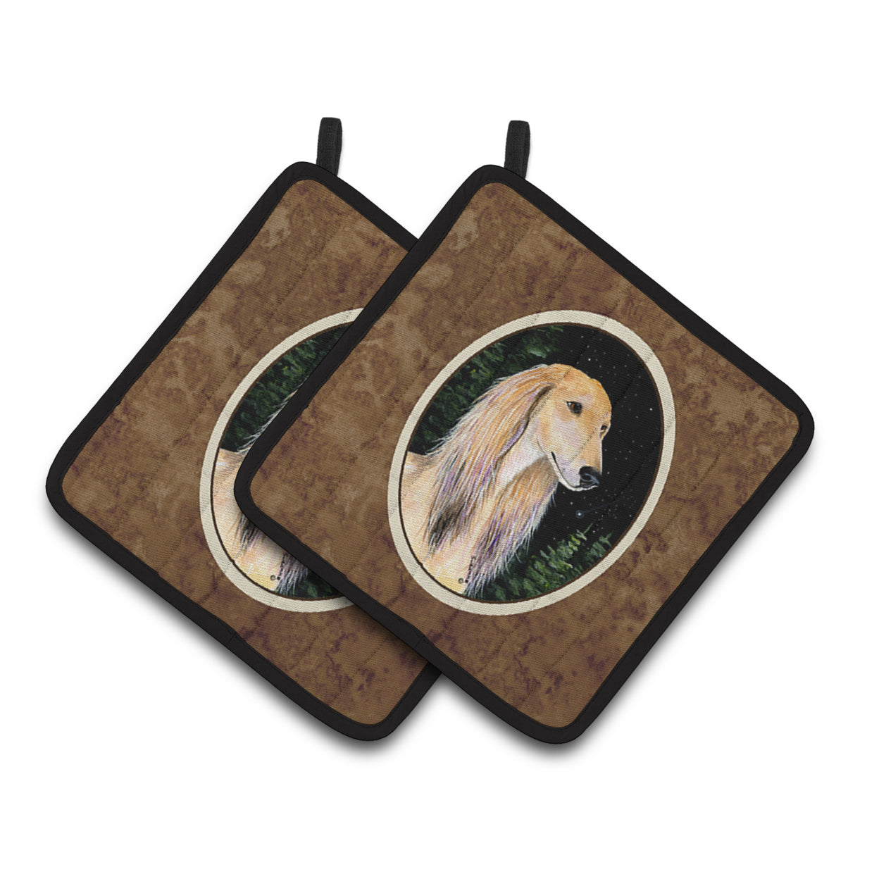Starry Night Saluki Pair of Pot Holders