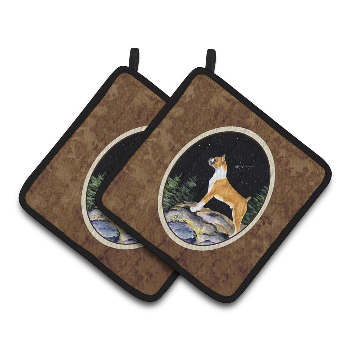 Carolines Treasures SS8496PTHD Starry Night Boxer Pair of Pot Holders, 7.5HX7.5W, multicolor