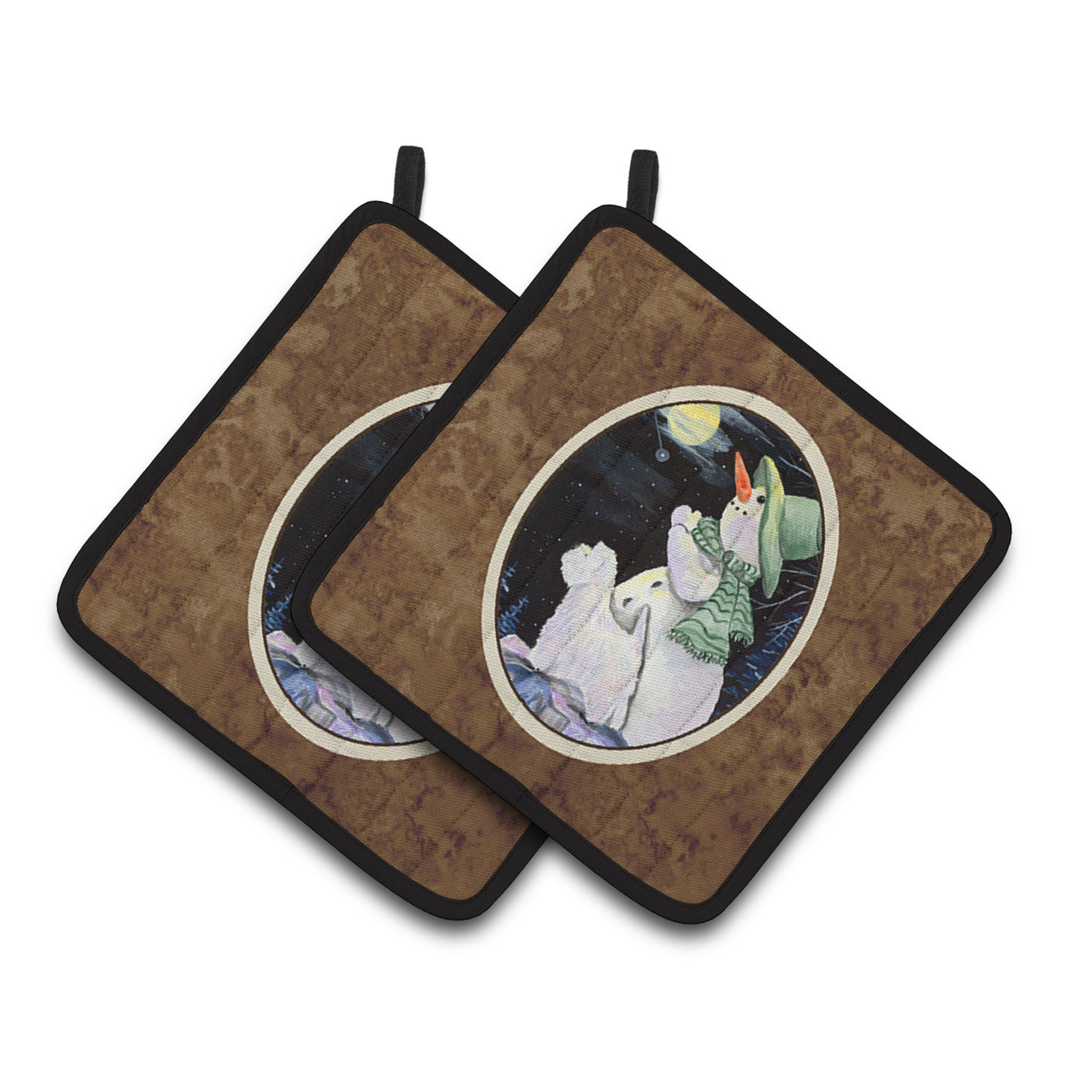 Carolines Treasures SS8797PTHD Snowman with Westie Pair of Pot Holders, 7.5HX7.5W, multicolor