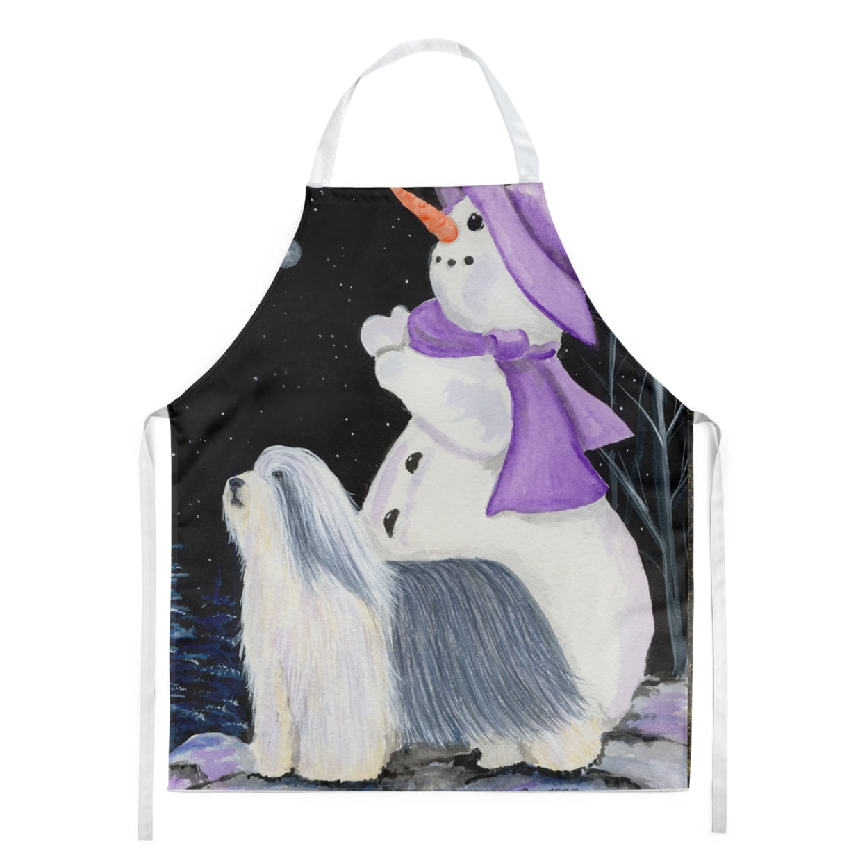 Carolines Treasures SS8947APRON Snowman with Bearded Collie Apron Large multicolor