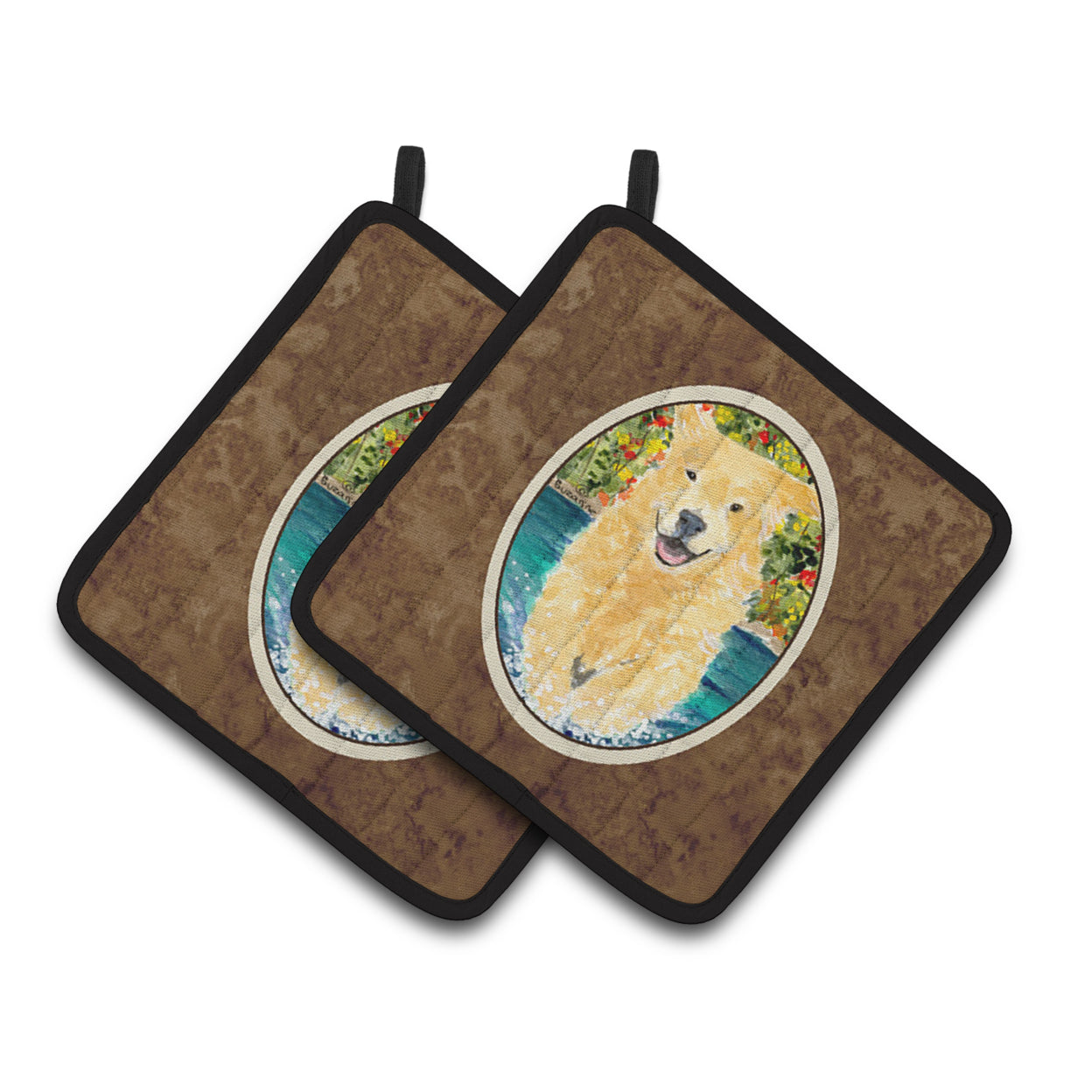 Carolines Treasures SS8978PTHD Golden Retriever Pair of Pot Holders, 7.5HX7.5W, multicolor