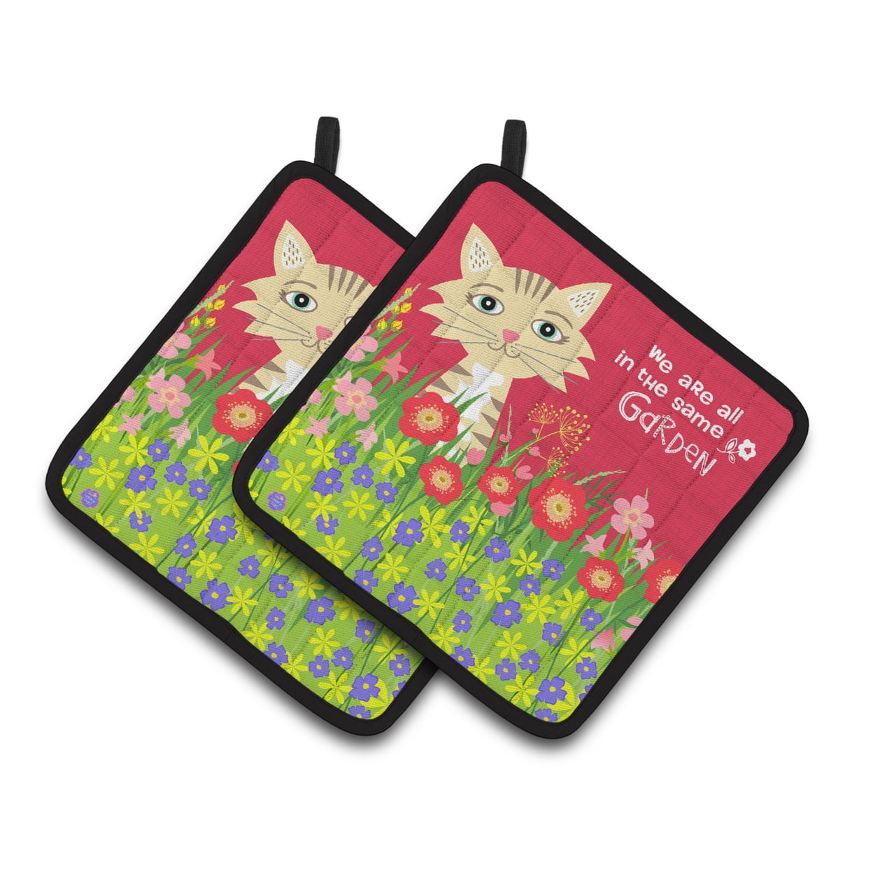 Carolines Treasures VHA3009PTHD Garden Cat Pair of Pot Holders, 7.5HX7.5W, multicolor