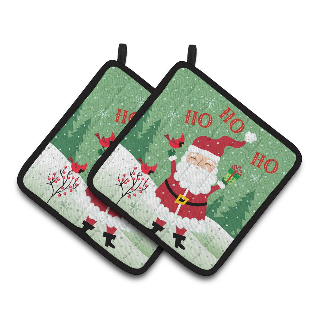 Carolines Treasures VHA3016PTHD Merry Christmas Santa Claus Ho Ho Ho Pair of Pot Holders, 7.5HX7.5W, multicolor