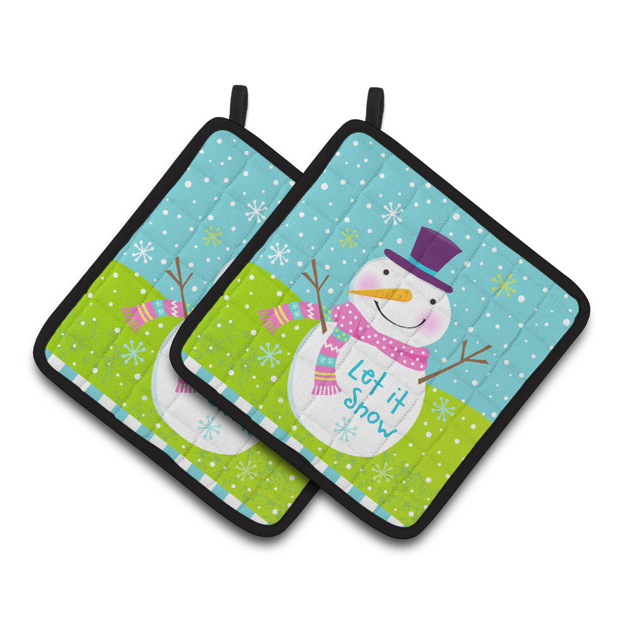 Carolines Treasures VHA3017PTHD Christmas Snowman Let it Snow Pair of Pot Holders, 7.5HX7.5W, multicolor