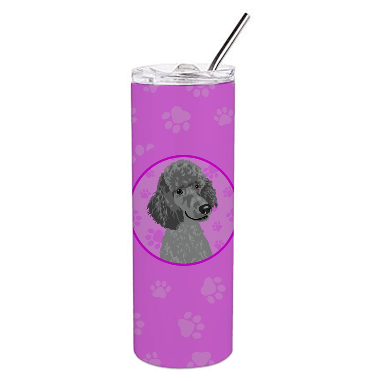 Poodle Standard Gray Stainless Steel 20 oz Skinny Tumbler 3 in x 8.25 in
