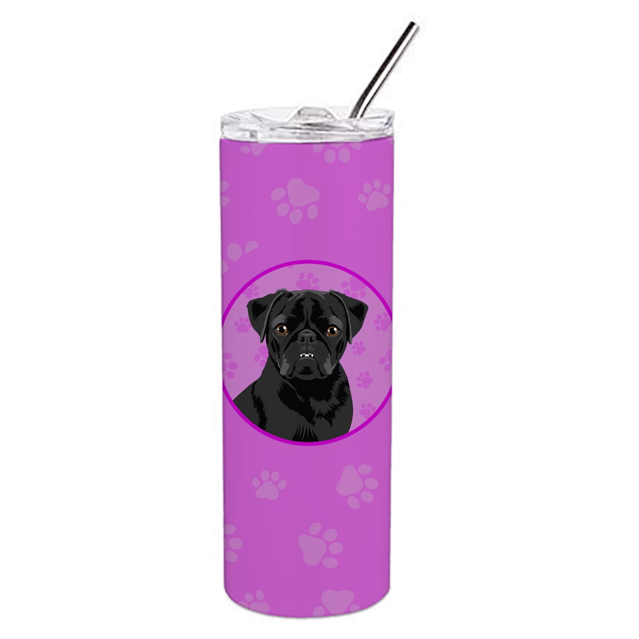 Pug Black #2 Stainless Steel 20 oz Skinny Tumbler 3 in x 8.25 in