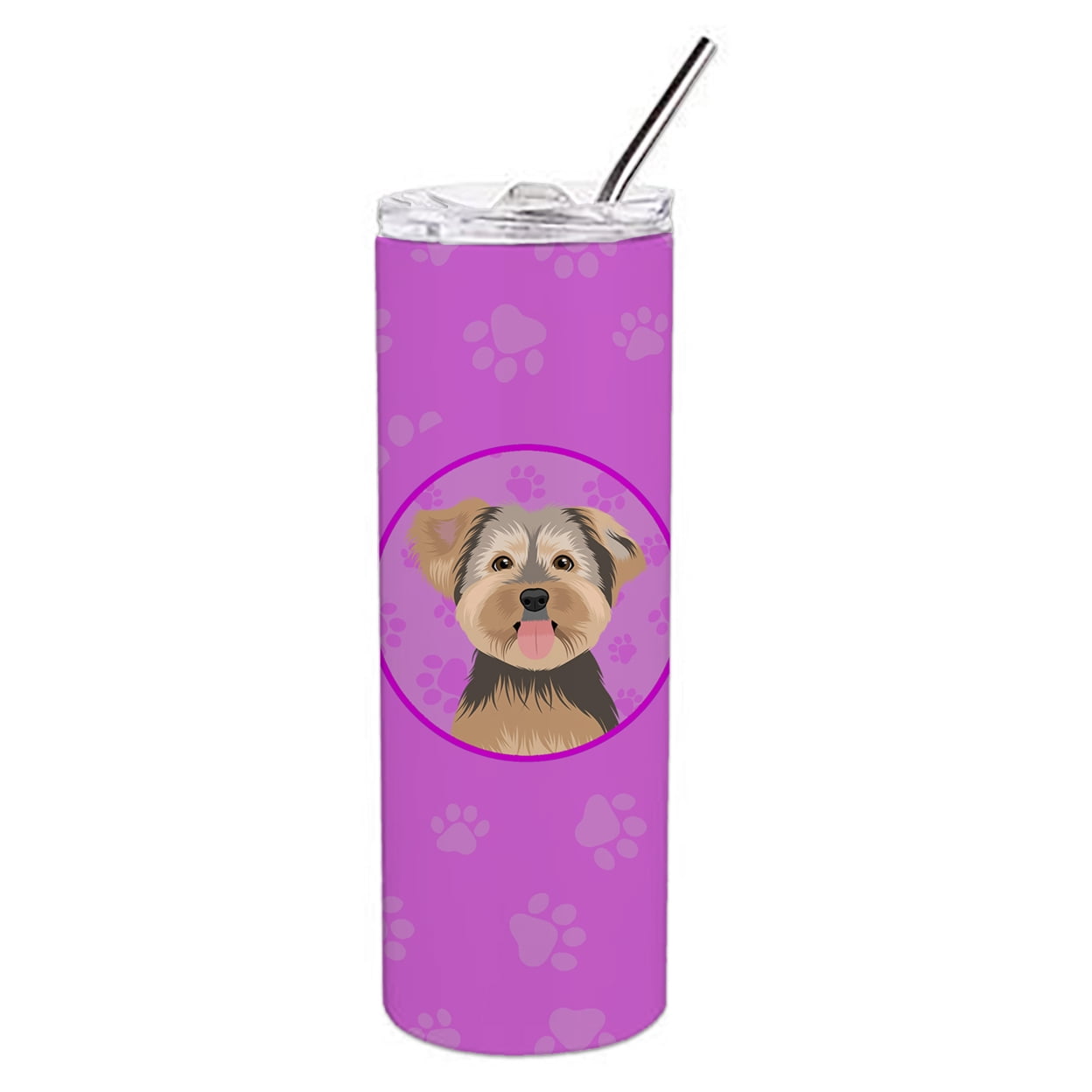 Carolines Treasures WDK1450TBL20 Yorkie Chocolate Design2 Stainless Steel 20 oz Skinny Tumbler Pink 20 oz multicolor