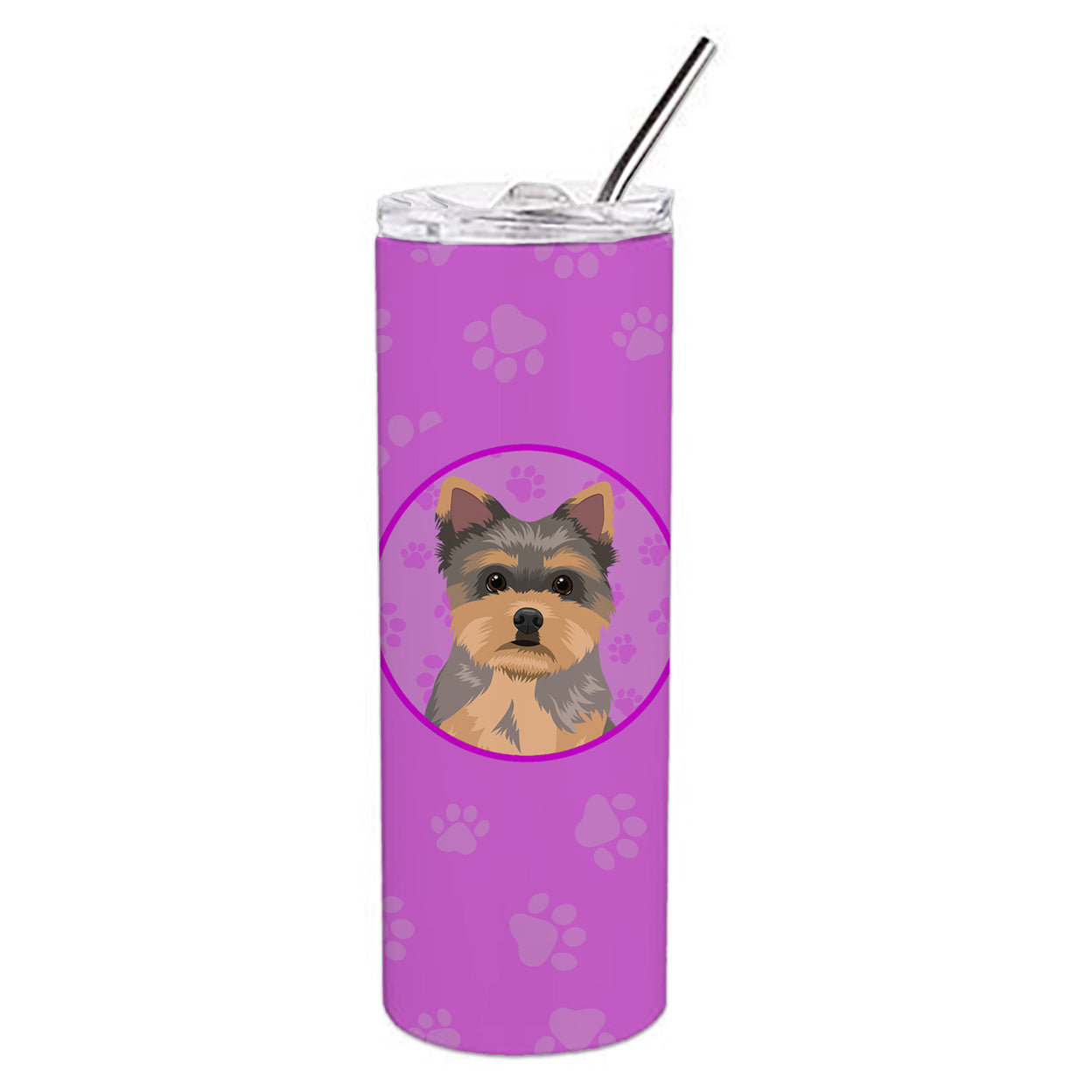 Carolines Treasures WDK1451TBL20 Yorkie Chocolate Puppy Stainless Steel 20 oz Skinny Tumbler Pink 20 oz multicolor