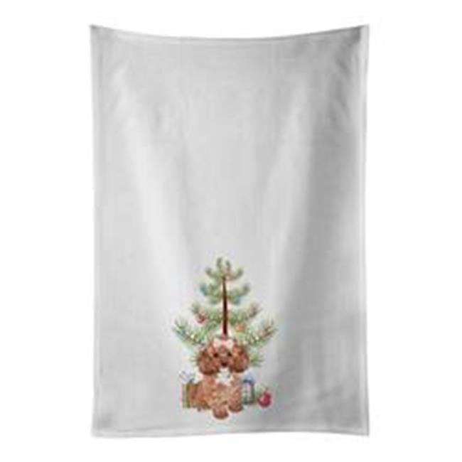 Carolines Treasures WDK3130WTKT 28 x 19 in. Unisex Poodle Toy Red Christmas White Dish Towels Kitchen Towel - Set of 2