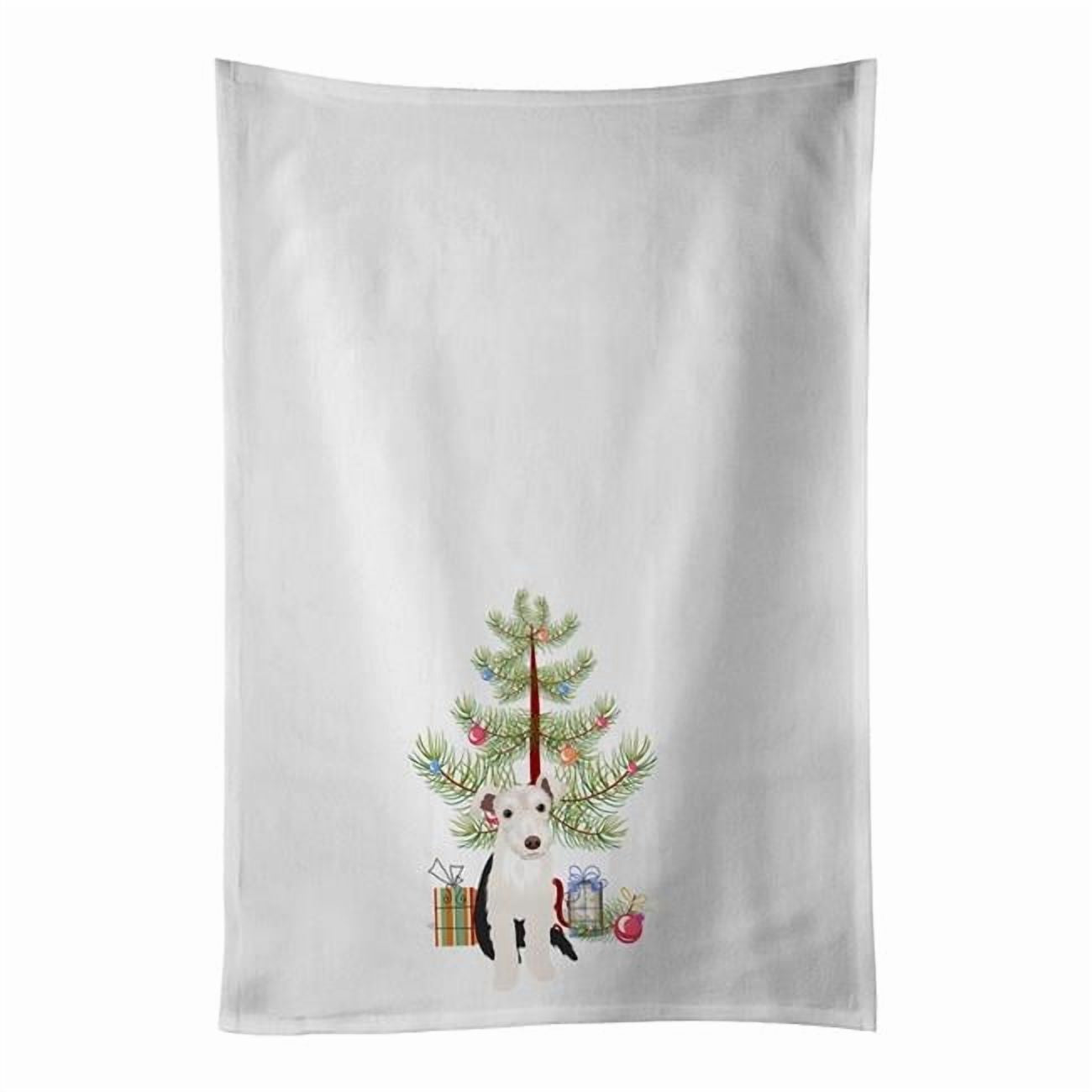 Carolines Treasures WDK3152WTKT 28 x 19 in. Unisex Schnauzer Parti Christmas White Dish Towels Kitchen Towel - Set of 2