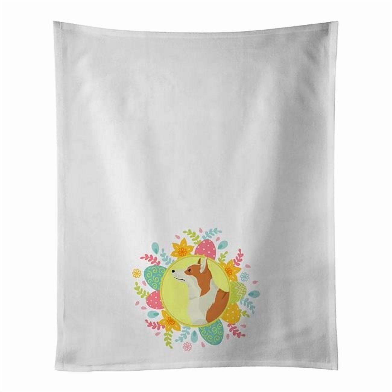 Carolines Treasures WDK3234WTKT 28 x 19 in. Unisex Pembroke Corgi Easter White Dish Towels Kitchen Towel - Set of 2