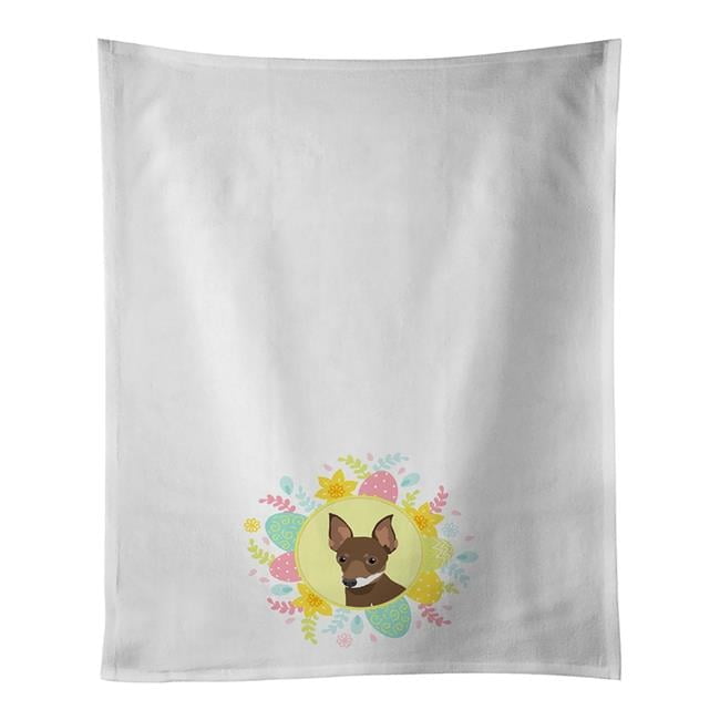 Carolines Treasures WDK3367WTKT 28 x 19 in. Unisex Chihuahua Chocolate & White No.2 Easter White Dish Towels Kitchen Towel - Set of 2