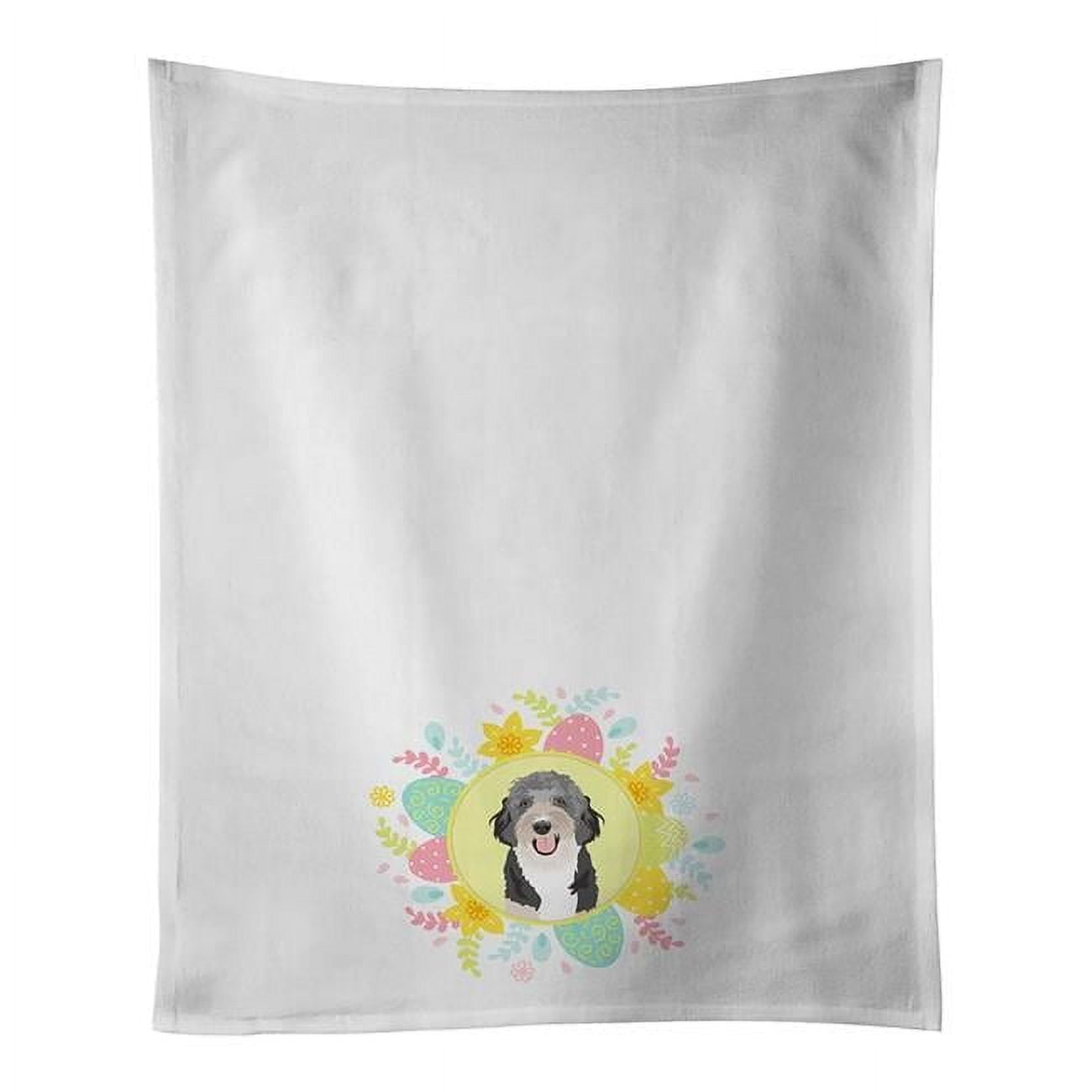 Carolines Treasures WDK3391WTKT 28 x 19 in. Unisex Doodle Black Tricolor No.1 Easter White Dish Towels Kitchen Towel - Set of 2