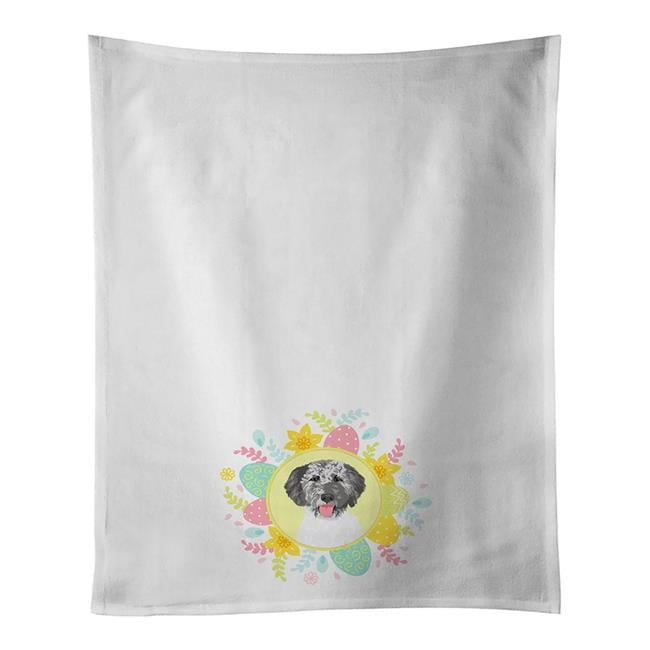 Carolines Treasures WDK3413WTKT 28 x 19 in. Unisex Doodle Silver No.3 Easter White Dish Towels Kitchen Towel - Set of 2