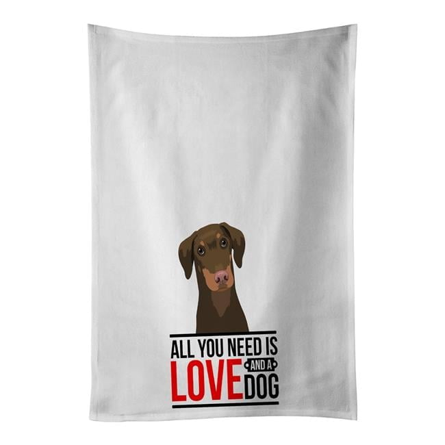 Carolines Treasures WDK3623WTKT 28 x 19 in. Unisex Doberman Pinscher Red & Rust Natural Ears No.2 White Dish Towels Kitchen Towel - Set of 2