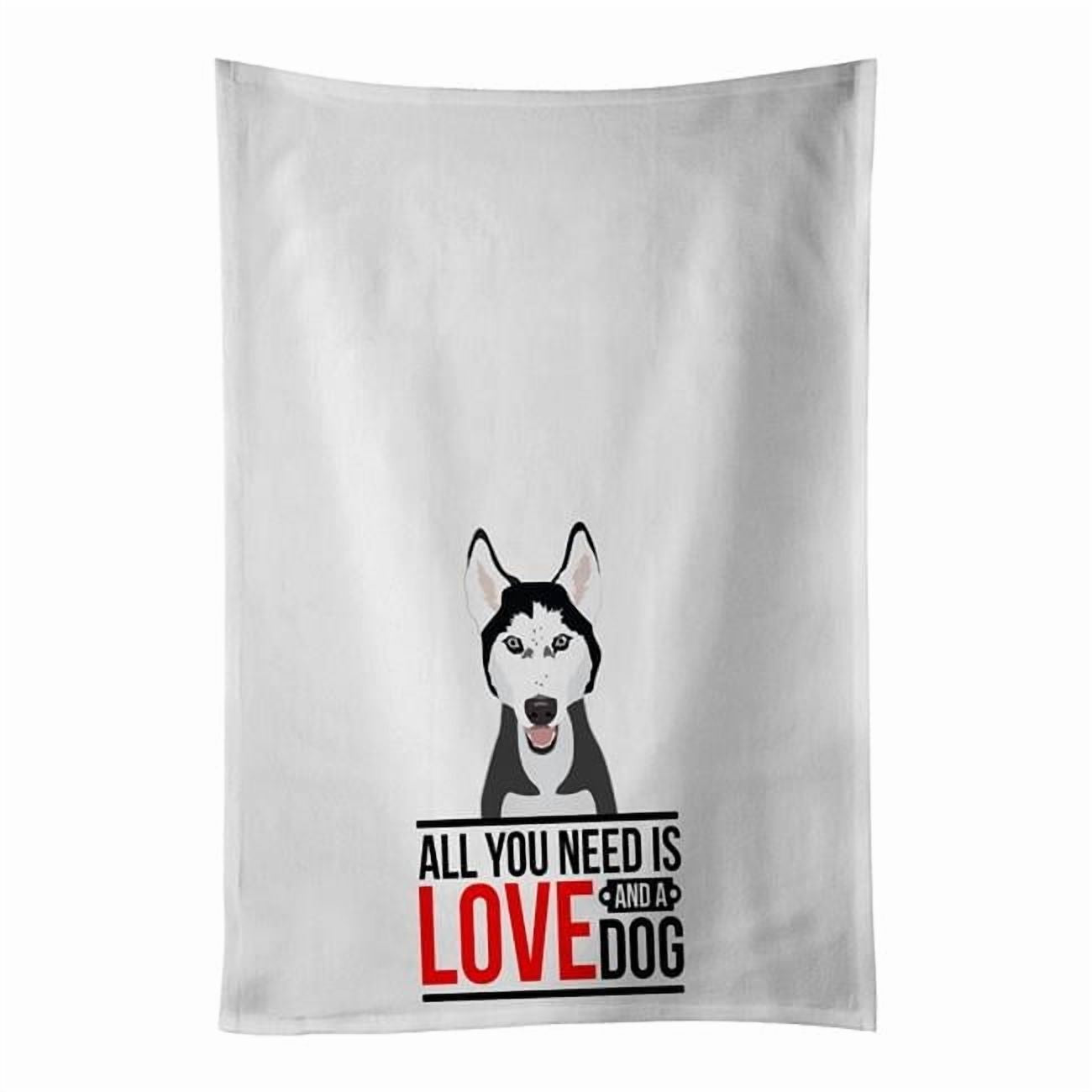 Carolines Treasures WDK3694WTKT 28 x 19 in. Unisex Siberian Husky Black & White No.3 White Dish Towels Kitchen Towel - Set of 2