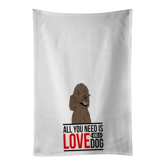 Carolines Treasures WDK3742WTKT 28 x 19 in. Unisex Poodle Standard Brown White Dish Towels Kitchen Towel - Set of 2