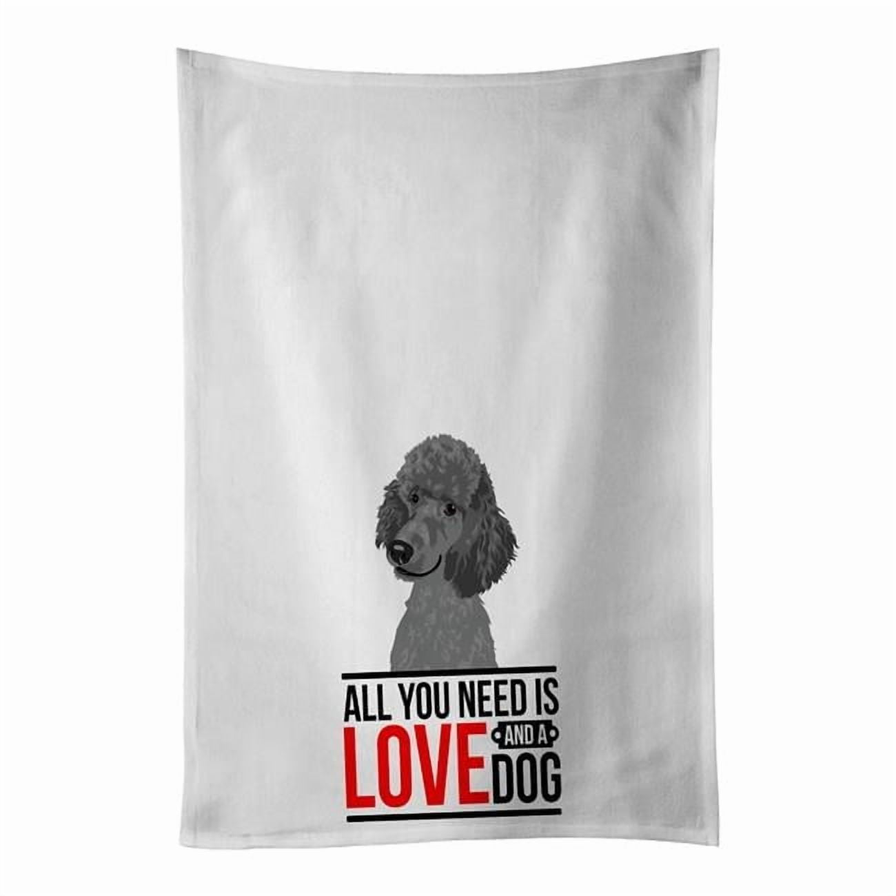 Poodle Standard Gray Juego de Toallas de Cocina Blanco de 2 19 in x 28 in