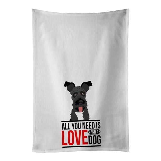 Carolines Treasures WDK3772WTKT 28 x 19 in. Unisex Schnauzer Black No.3 White Dish Towels Kitchen Towel - Set of 2